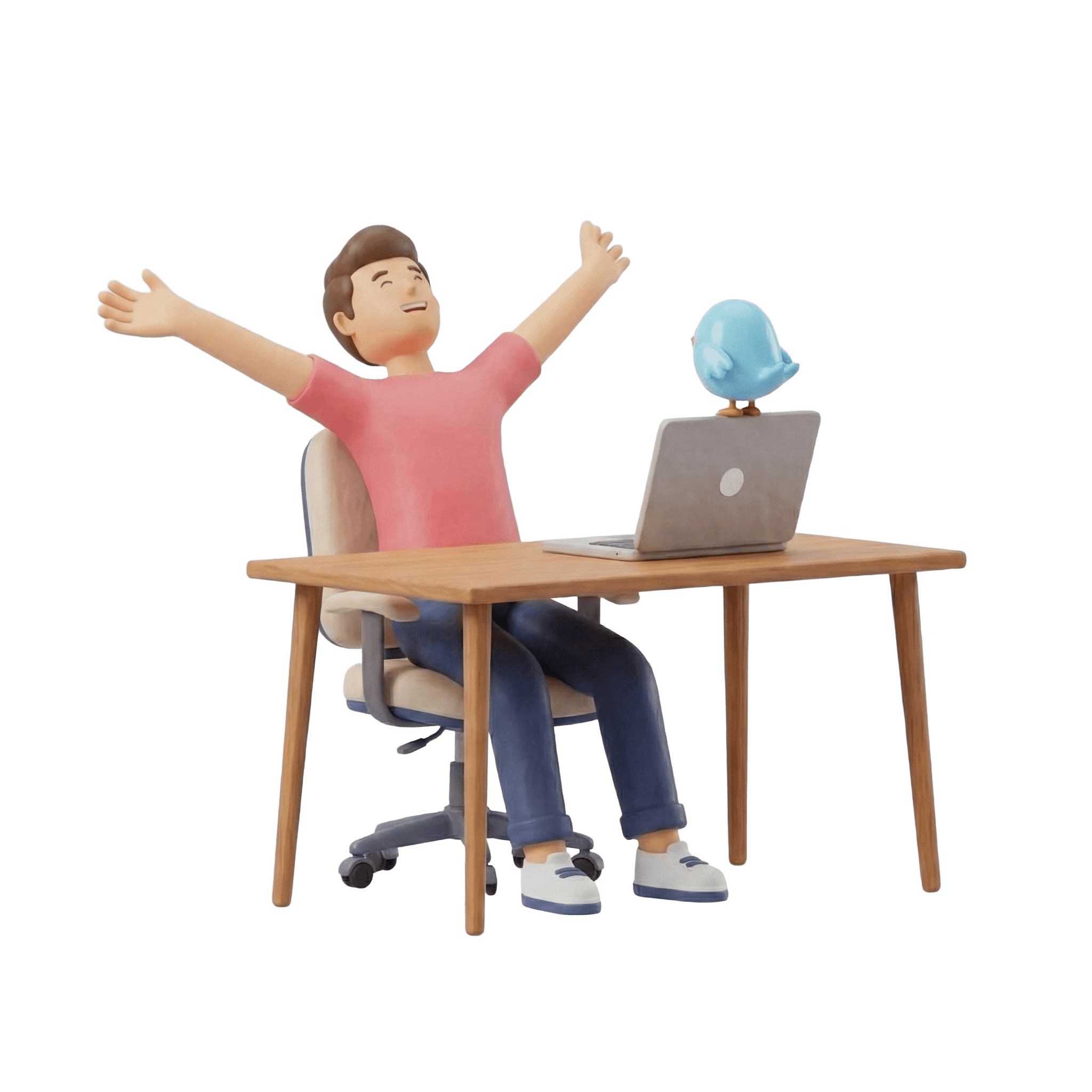 男性が伸びをしてるイラスト